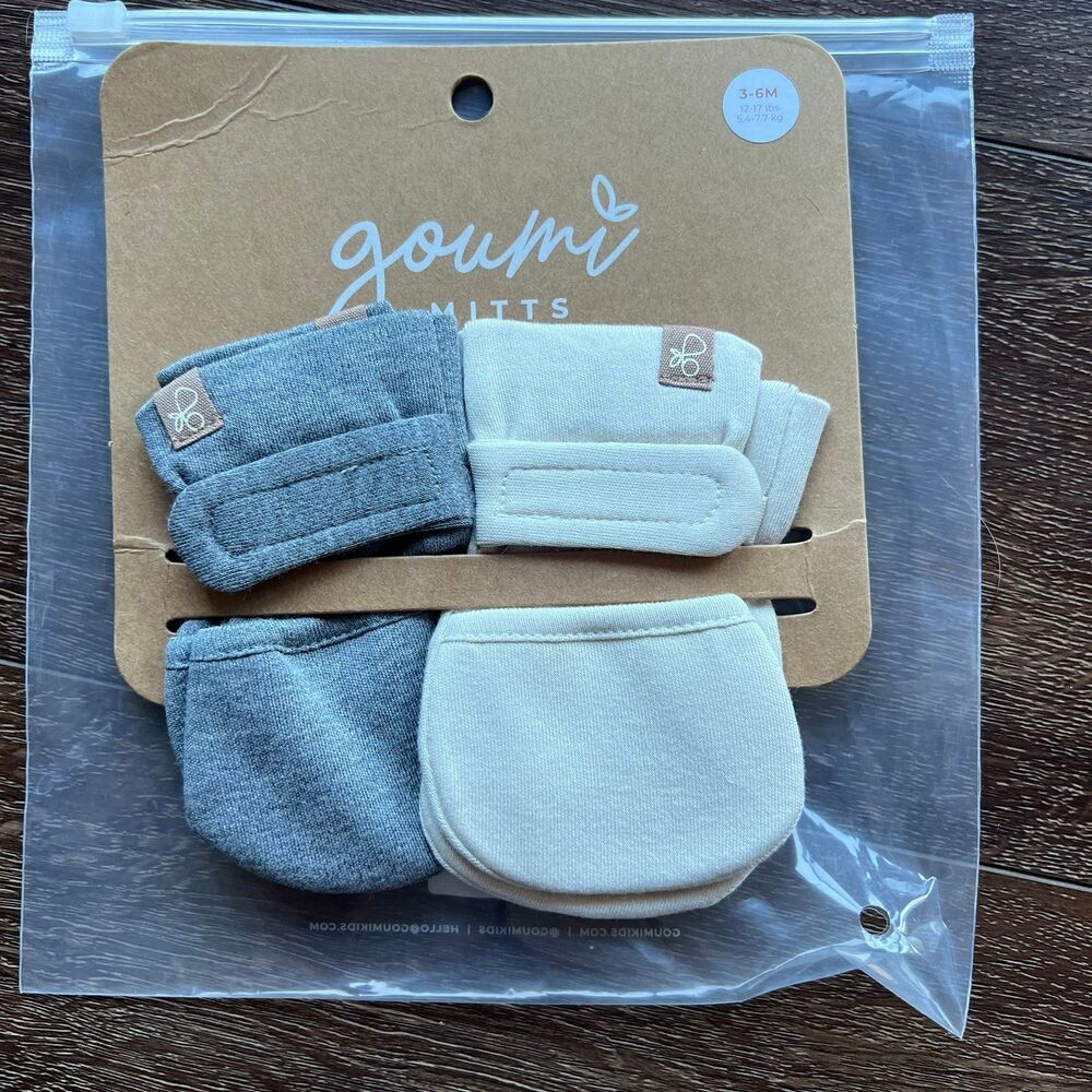 NWT Goumi Kids Baby Mitts Set Birch & Boulder SZ 3-6 mo Bamboo Organic Gray